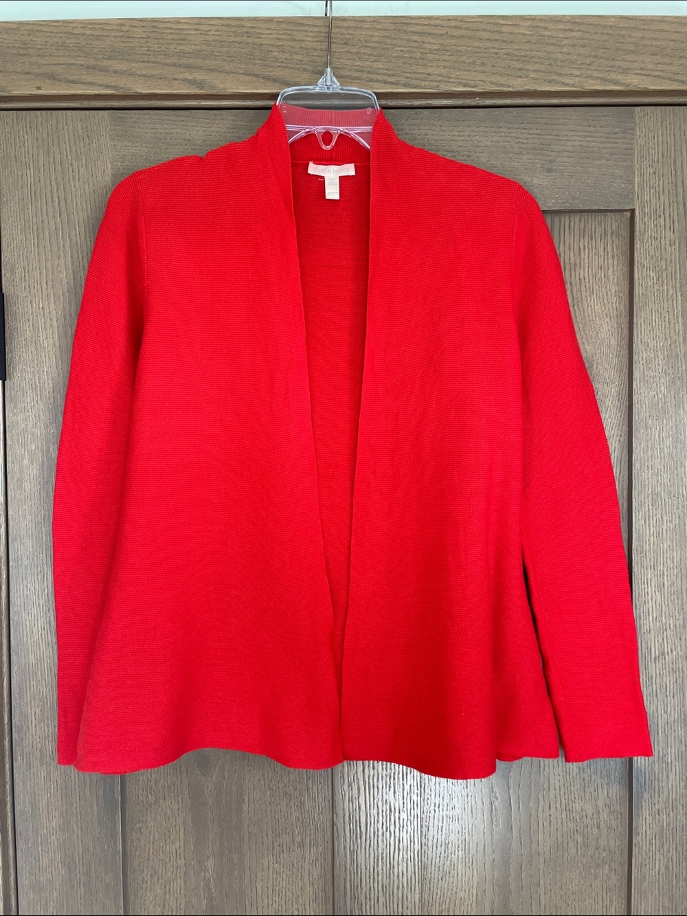 Eileen Fisher Open-Front Red Knit Cotton Sweater Size XXS